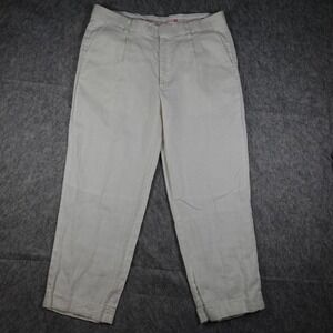 Prestige Pant‎ Mens 38 White Linen Pleated Trousers Preppy Beachy Resortwear